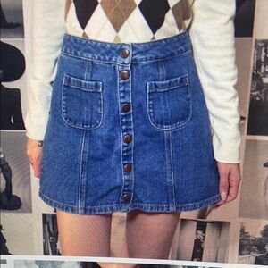 Denim Button-Front Skirt